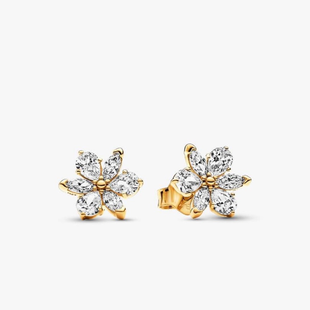 Pandora Gold plated and Silver Floral Earrings ( Herbarium collection)